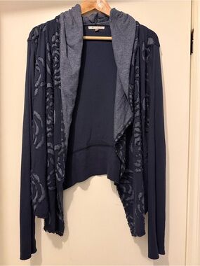 Women's Navy Hooded Open Front Cardigan Sweater